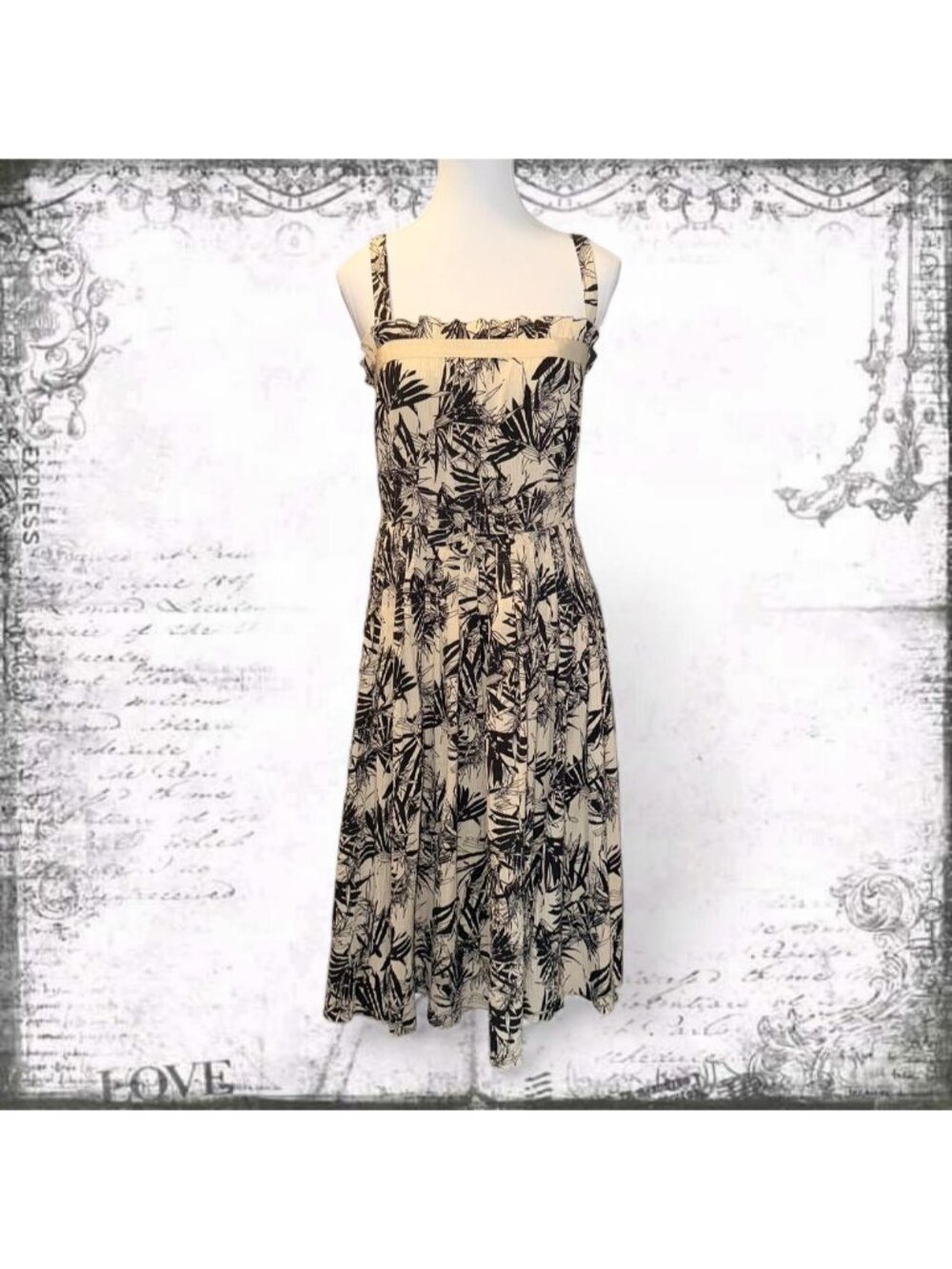 Tropical Vacation Midi Dress Summer Resort Flowy A-Line Spaghetti Strap